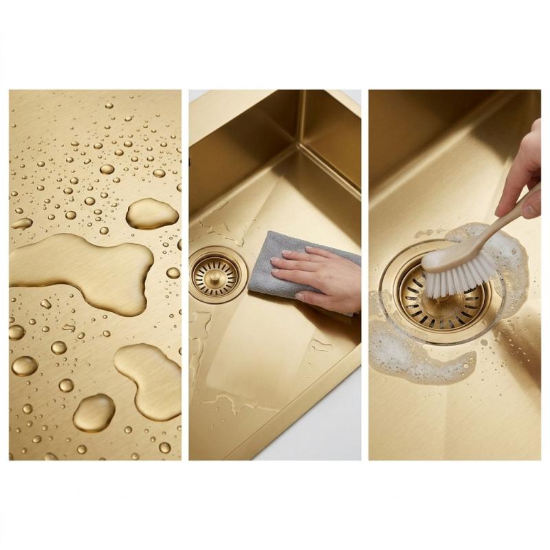 Pure.Sink Luxion Grote Gouden spoelbak 78x50 cm Tapwing met kraangatbank PLX7850T-60